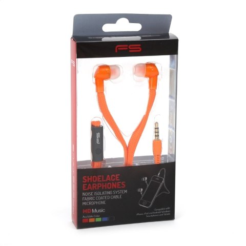 FREESTYLE SHOELACE EARPHONES + MIC SŁUCHAWKI DOUSZNE Z MIKROFONEM SHOELACE ORANGE [42779] TE