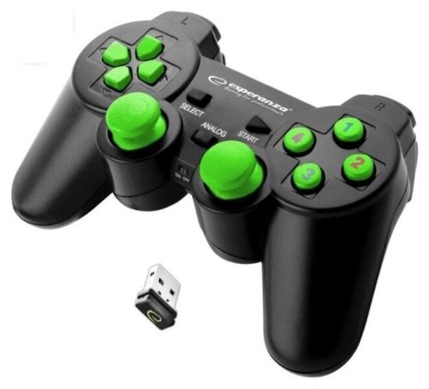 Gamepad bezprzewodowy Esperanza GLADIATOR EGG108G (PC, PS3; kolor czarny) Gamepad bezprzewodowy Esperanza GLADIATOR EGG108G (PC, PS3; kolor czarny)