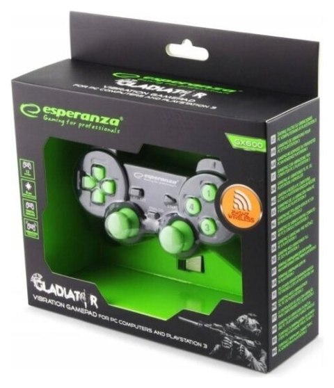 Gamepad bezprzewodowy Esperanza GLADIATOR EGG108G (PC, PS3; kolor czarny) Gamepad bezprzewodowy Esperanza GLADIATOR EGG108G (PC, PS3; kolor czarny)