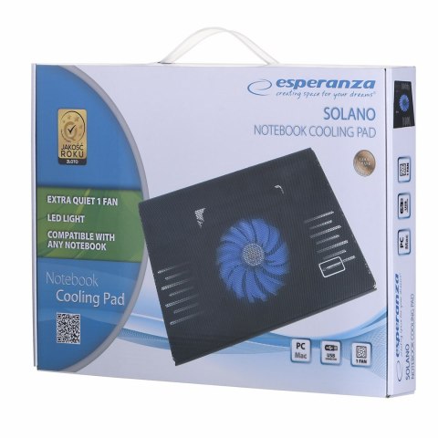 Podstawka chłodząca pod notebook Esperanza EA142 (15.x cala; 1 wentylator; HUB) Podstawka chłodząca pod notebook Esperanza EA142 (15.x cala; 1 wentylator; HUB)