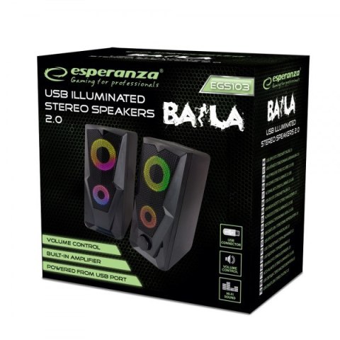 ESPERANZA GŁOŚNIKI 2.0 USB LED RAINBOW BAILA EGS103 ESPERANZA GŁOŚNIKI 2.0 USB LED RAINBOW BAILA EGS103