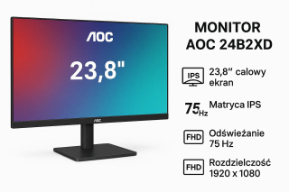 Monitor AOC 24B2XD (23.8" /IPS /75Hz /1920 x 1080 /Czarny)