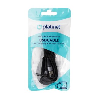 PLATINET CABLE BRAIDED KABEL W OPLOCIE USB-C TO USB-C 42W 2.1A 2M BLACK [45891]