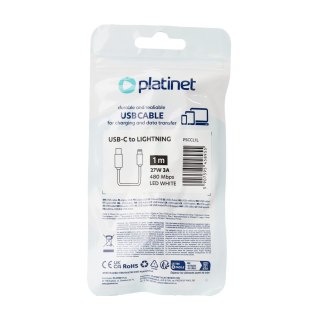 PLATINET CABLE KABEL USB-C TO LIGHTNING 27W 3A LED 1M WHITE [45895]