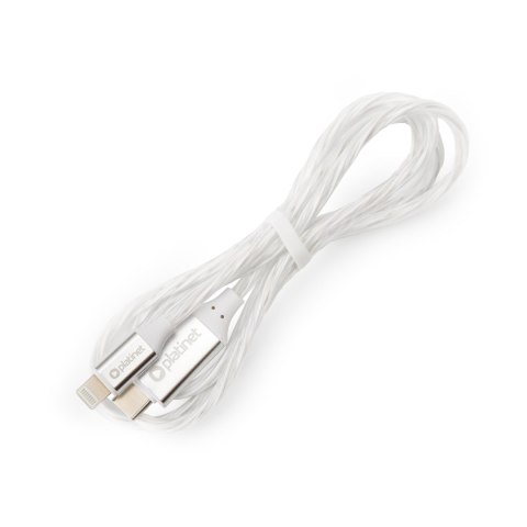 PLATINET CABLE KABEL USB-C TO LIGHTNING 27W 3A LED 1M WHITE [45895]