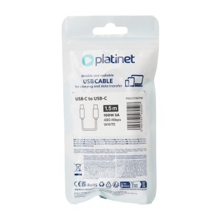PLATINET CABLE KABEL USB-C TO USB-C 100W 5A 1,5M WHITE [46050]