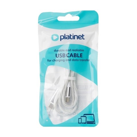 PLATINET CABLE KABEL USB-C TO USB-C 60W 3A LED 1M WHITE [45889]