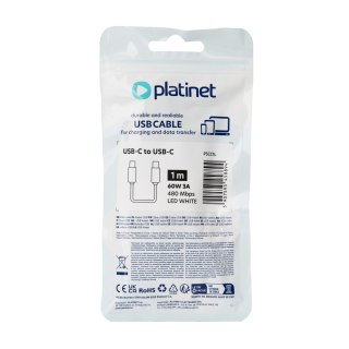 PLATINET CABLE KABEL USB-C TO USB-C 60W 3A LED 1M WHITE [45889]
