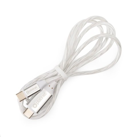 PLATINET CABLE KABEL USB-C TO USB-C 60W 3A LED 1M WHITE [45889]