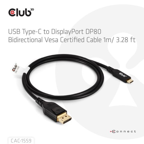 Kabel USB-C to DP 1M/M/M CAC-1559 Club3D Kabel USB-C to DP 1M/M/M CAC-1559 Club3D