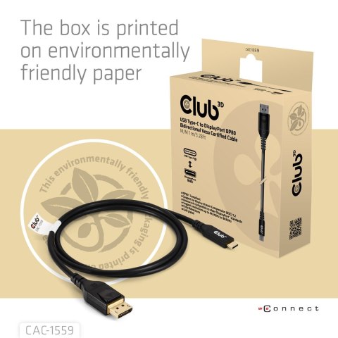 Kabel USB-C to DP 1M/M/M CAC-1559 Club3D Kabel USB-C to DP 1M/M/M CAC-1559 Club3D