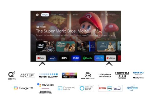 Telewizor TCL 85C655 QLED 85'' 4K Ultra HD Google TV Dolby Atmos DVB-T2 Czarny Telewizor TCL 85C655 QLED 85'' 4K Ultra HD Google TV Dolby Atmos DVB-T2 Czarny