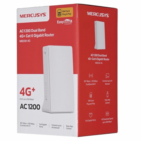 Mercusys MB230-4G router bezprzewodowy Gigabit Ethernet Dual-band (2.4 GHz/5 GHz) Biały Mercusys MB230-4G router bezprzewodowy Gigabit Ethernet Dual-band (2.4 GHz/5 GHz) Biały