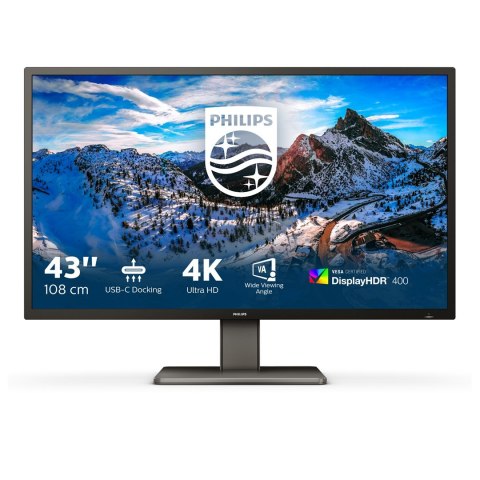 Philips P Line 439P1/00 LED display 108 cm (42.5") 3840 x 2160 px 4K Ultra HD Czarny Philips P Line 439P1/00 LED display 108 cm (42.5") 3840 x 2160 px 4K Ultra HD Czarny