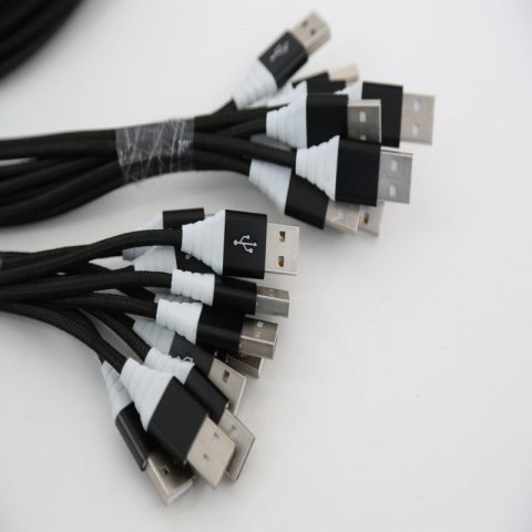 OMEGA CANTIL MICRO USB TO USB FABRIC BRAIDED CABLE KABEL 2A 1M POLYBAG BLACK [44173]