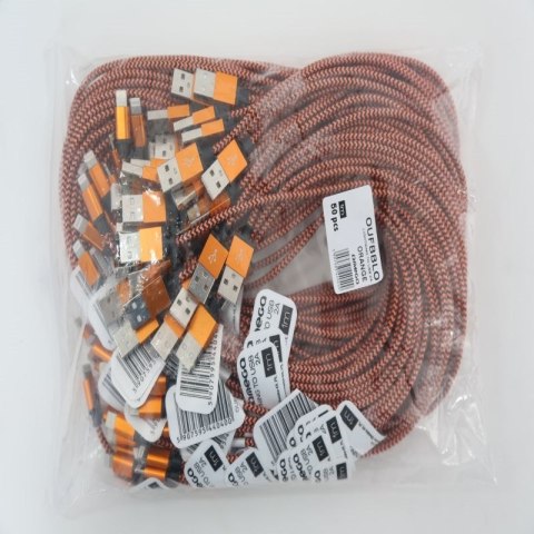 OMEGA LIGHTNING TO USB FABRIC BRAIDED CABLE KABEL 2A 1M POLYBAG ORANGE [44040]