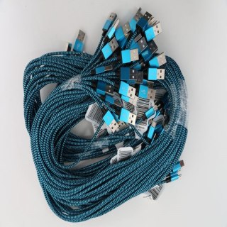 OMEGA VARAN MICRO USB TO USB FABRIC BRAIDED CABLE KABEL 2A 1M POLYBAG BLUE [44190]