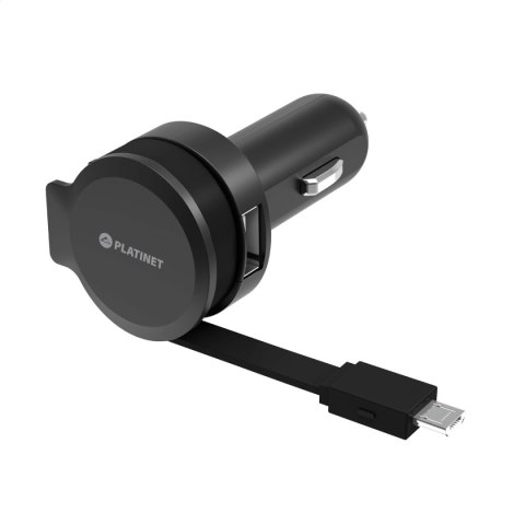 PLATINET CAR CHARGER ŁADOWARKA SAMOCHODOWA ROLLING CABLE KABEL 2.4A MICRO [44650]