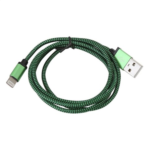 PLATINET ERIS LIGHTNING TO USB FABRIC BRAIDED CABLE KABEL 1M GREEN