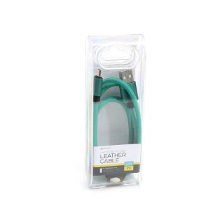 PLATINET HERA MICRO USB TO USB LEATHER CABLE KABEL 2,4A 1M GREEN [43294]