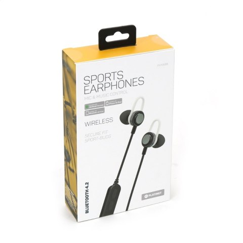 PLATINET IN-EAR BLUETOOTH SPORT EARPHONES SŁUCHAWKI DOUSZNE + MIC PM1068 BLACK [43753] TE