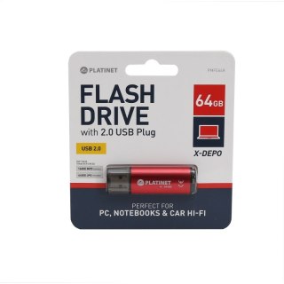 PLATINET PENDRIVE USB 2.0 X-Depo 64GB RED [43612]