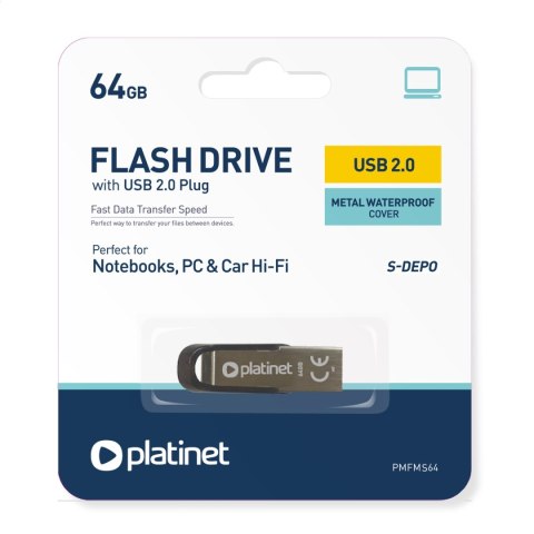 PLATINET PENDRIVE USB 2.0 S-Depo 64GB METAL UDP WATERPROOF [44848]