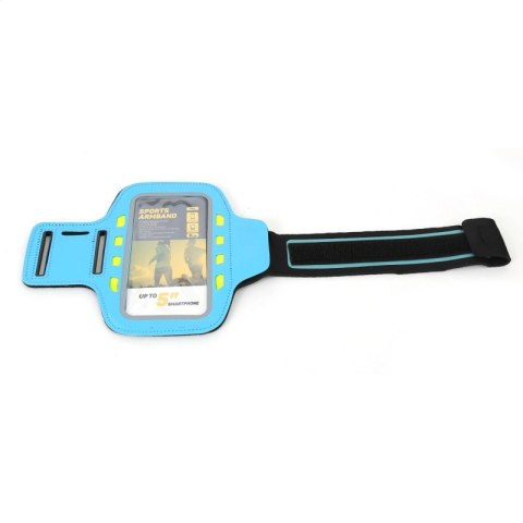 PLATINET SPORT ARMBAND FOR SMARTPHONE BLUE WITH LED [43706]