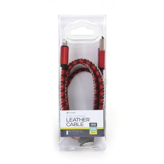 PLATINET TAJPAN LIGHTNING TO USB LEATHER CHECKED CABLE KABEL 1M RED [43592]