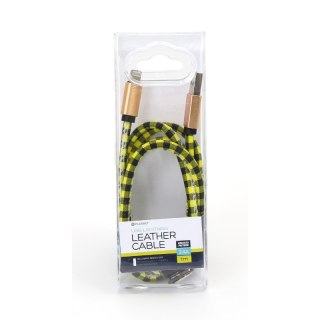 PLATINET TAJPAN LIGHTNING TO USB LEATHER CHECKED CABLE KABEL 1M YELLOW [43326]