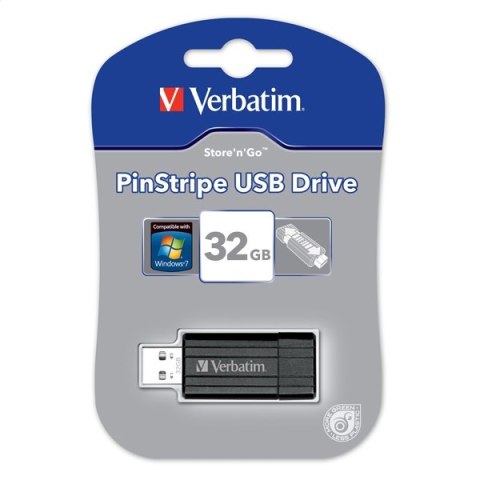 VERBATIM PENDRIVE PINSTRIPE USB 2.0 32GB BLACK 49064