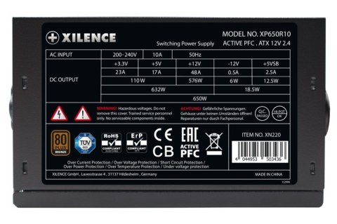 Xilence XN225 moduł zasilaczy 650 W 20+4 pin ATX ATX Czarny, Czerwony Xilence XN225 moduł zasilaczy 650 W 20+4 pin ATX ATX Czarny, Czerwony