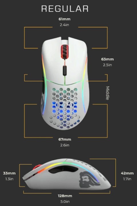 Glorious PC Gaming Race Model D myszka Po prawej stronie USB Typu-A Optyczny 12000 DPI Glorious PC Gaming Race Model D myszka Po prawej stronie USB Typu-A Optyczny 12000 DPI