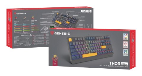 GENESIS Thor 230 TKL klawiatura Gaming USB QWERTY Angielski Niebieski GENESIS Thor 230 TKL klawiatura Gaming USB QWERTY Angielski Niebieski