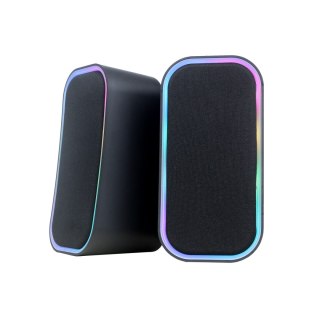 OMEGA SPEAKERS GŁOŚNIKI 2.0 6W RMS RGB BLUETOOTH USB 3.5 mm Audio Black Tower [46147]