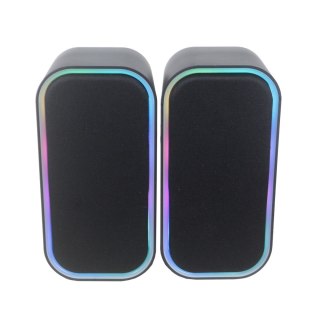 OMEGA SPEAKERS GŁOŚNIKI 2.0 6W RMS RGB BLUETOOTH USB 3.5 mm Audio Black Tower [46147]