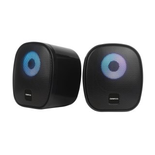 OMEGA SPEAKERS GŁOŚNIKI 2.0 6W RMS RGB USB 3.5 mm Audio Black Round [46148]