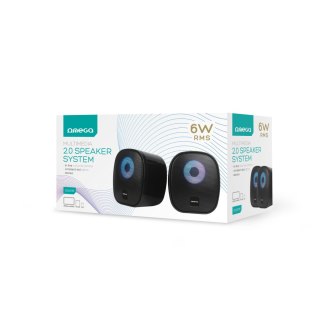 OMEGA SPEAKERS GŁOŚNIKI 2.0 6W RMS RGB USB 3.5 mm Audio Black Round [46148]