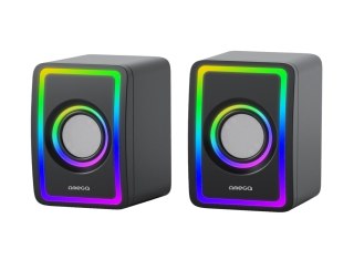 OMEGA SPEAKERS GŁOŚNIKI 2.0 6W RMS RGB USB 3.5 mm Audio Black Small Tower [46150]
