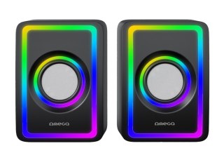 OMEGA SPEAKERS GŁOŚNIKI 2.0 6W RMS RGB USB 3.5 mm Audio Black Small Tower [46150]