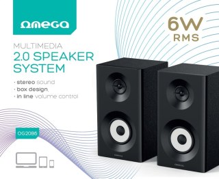 OMEGA SPEAKERS GŁOŚNIKI STEREO 2.0 6W RMS USB 3.5 mm Audio Black Tower [46151]