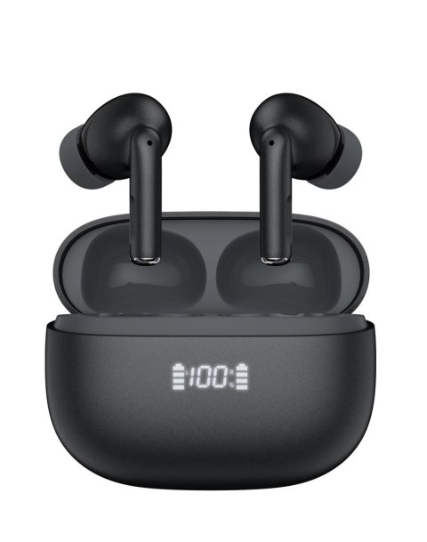 PLATINET TWS ANC ENC EARPHONES SŁUCHAWKI DOUSZNE BLUETOOTH DISPLAY BLACK