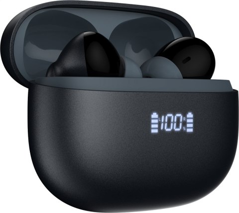 PLATINET TWS ANC ENC EARPHONES SŁUCHAWKI DOUSZNE BLUETOOTH DISPLAY BLACK