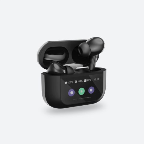 PLATINET TWS EAERPHONES TOUCH DISPLAY SŁUCHAWKI BEZPRZEWODOWE DOUSZNE BLUETOOTH 5.4 300MAH ANC BLACK [46178]