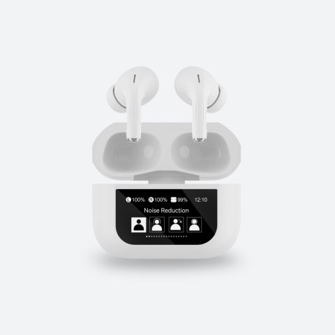 PLATINET TWS EAERPHONES TOUCH DISPLAY SŁUCHAWKI BEZPRZEWODOWE DOUSZNE BLUETOOTH 5.4 300MAH ANC WHITE [46177]