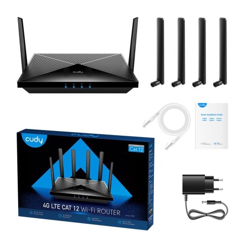 Cudy LT12 router bezprzewodowy Gigabit Ethernet Dual-band (2.4 GHz/5 GHz) 4G Czarny Cudy LT12 router bezprzewodowy Gigabit Ethernet Dual-band (2.4 GHz/5 GHz) 4G Czarny