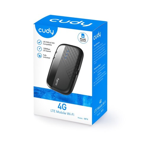 Cudy MF4 router bezprzewodowy Jedna częstotliwości (2,4 GHz) 4G Czarny Cudy MF4 router bezprzewodowy Jedna częstotliwości (2,4 GHz) 4G Czarny