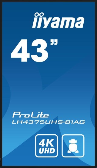 Iiyama ProLite Płaski panel Digital Signage 108 cm (42.5") LCD Wi-Fi 500 cd/m2 4K Ultra HD Czarny Procesor wbudowany Android 11 