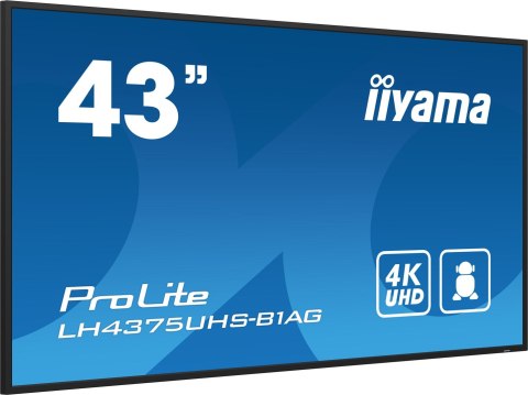Iiyama ProLite Płaski panel Digital Signage 108 cm (42.5") LCD Wi-Fi 500 cd/m2 4K Ultra HD Czarny Procesor wbudowany Android 11 Iiyama ProLite Płaski panel Digital Signage 108 cm (42.5") LCD Wi-Fi 500 cd/m2 4K Ultra HD Czarny Procesor wbudowany Android 11