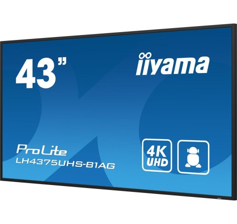 Iiyama ProLite Płaski panel Digital Signage 108 cm (42.5") LCD Wi-Fi 500 cd/m2 4K Ultra HD Czarny Procesor wbudowany Android 11 Iiyama ProLite Płaski panel Digital Signage 108 cm (42.5") LCD Wi-Fi 500 cd/m2 4K Ultra HD Czarny Procesor wbudowany Android 11